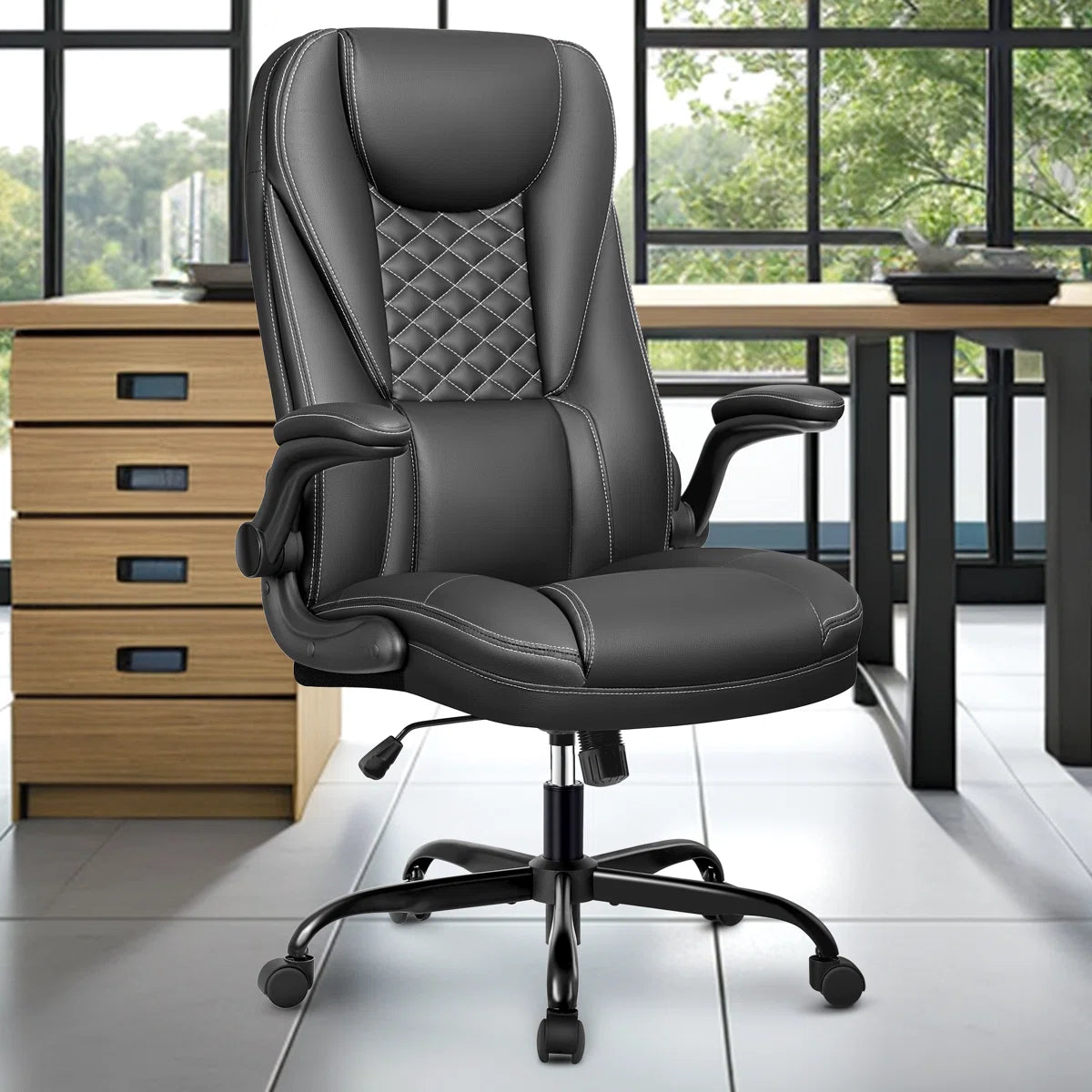 Loriece Ergonomic Executive Chair with Flip-up Armrests