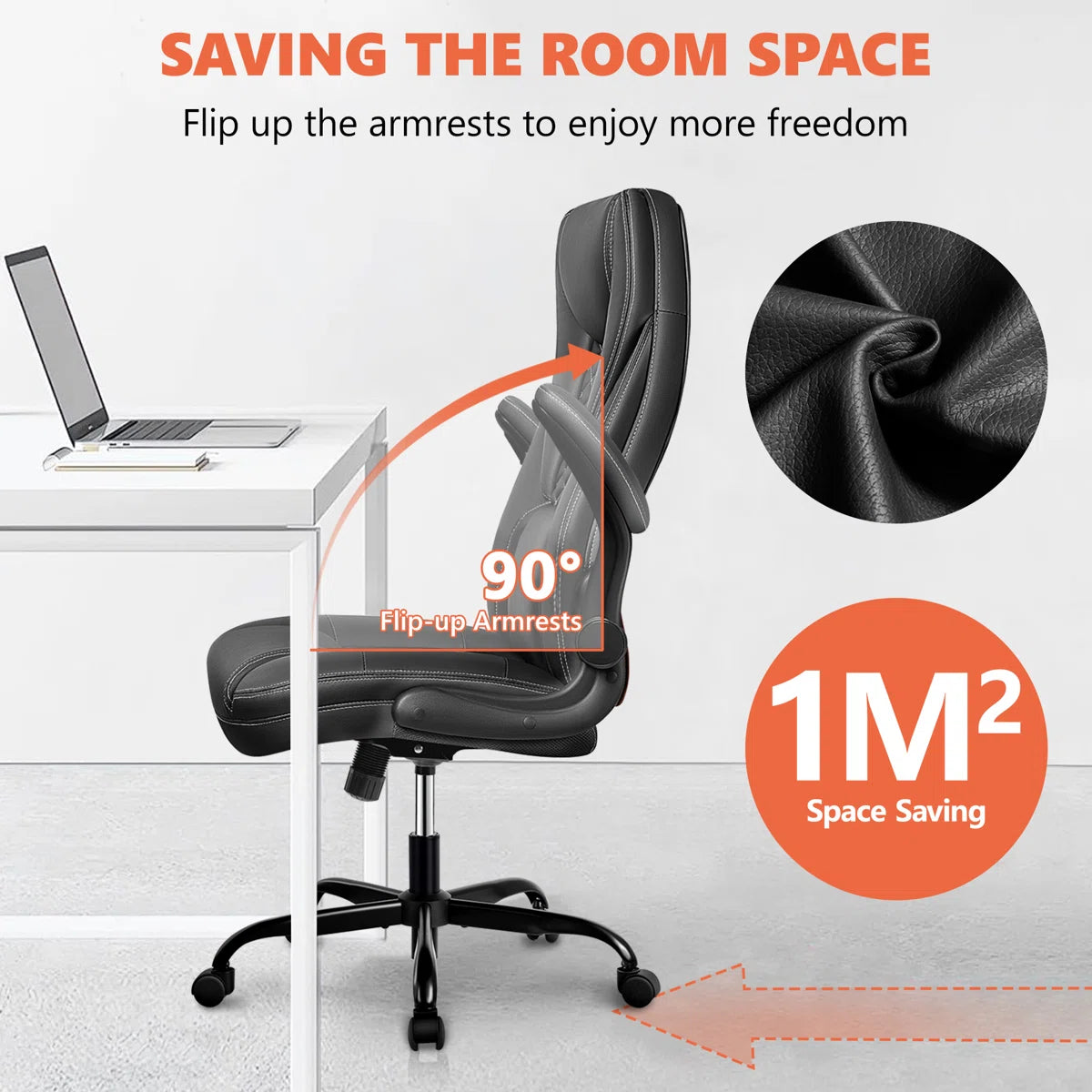 Loriece Ergonomic Executive Chair with Flip-up Armrests