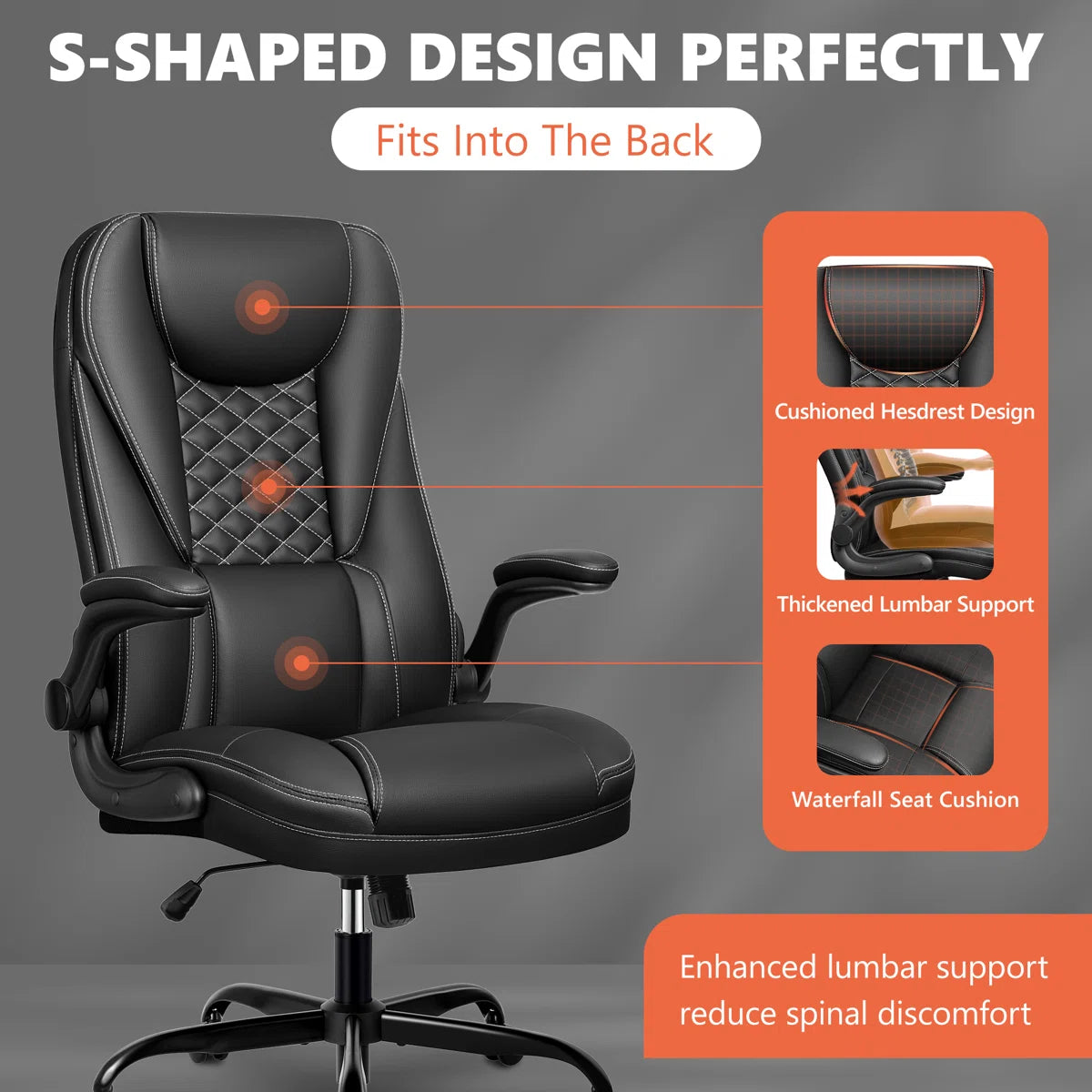 Loriece Ergonomic Executive Chair with Flip-up Armrests