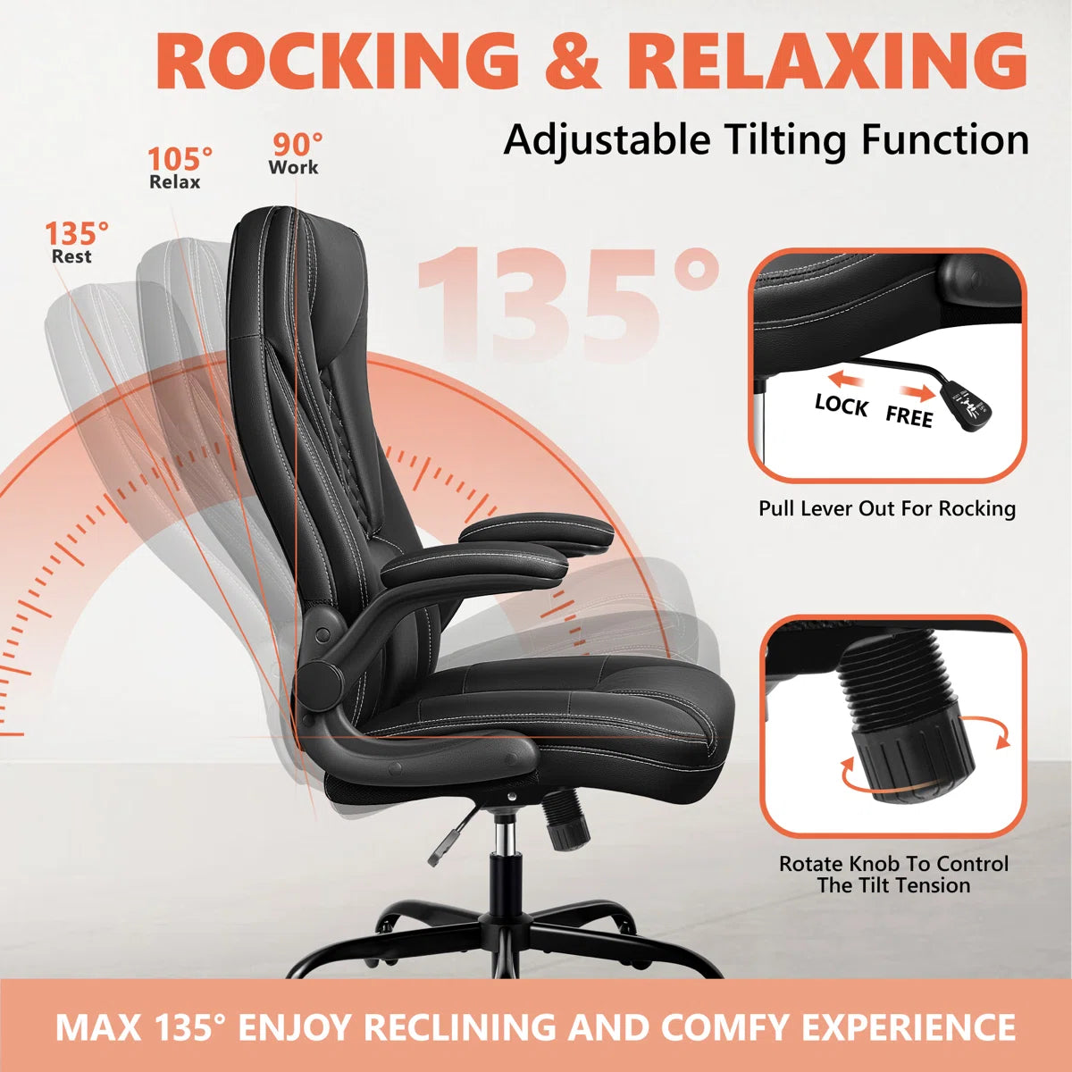 Loriece Ergonomic Executive Chair with Flip-up Armrests